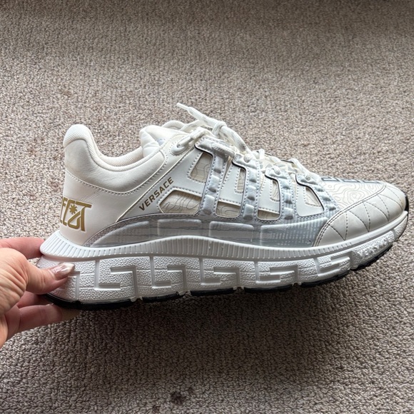 Versace Cream Sneakers with Greek Key Pattern - Picture 3 of 4